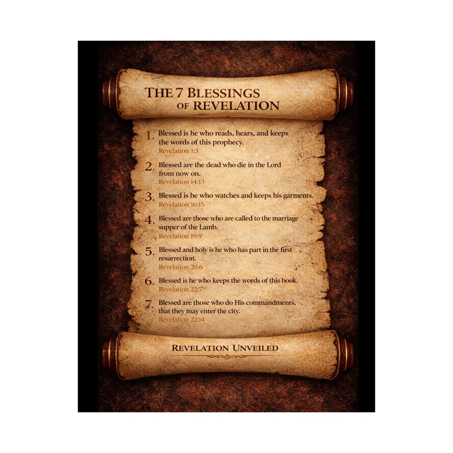 Seven Blessings of Revelation Scripture Art Print