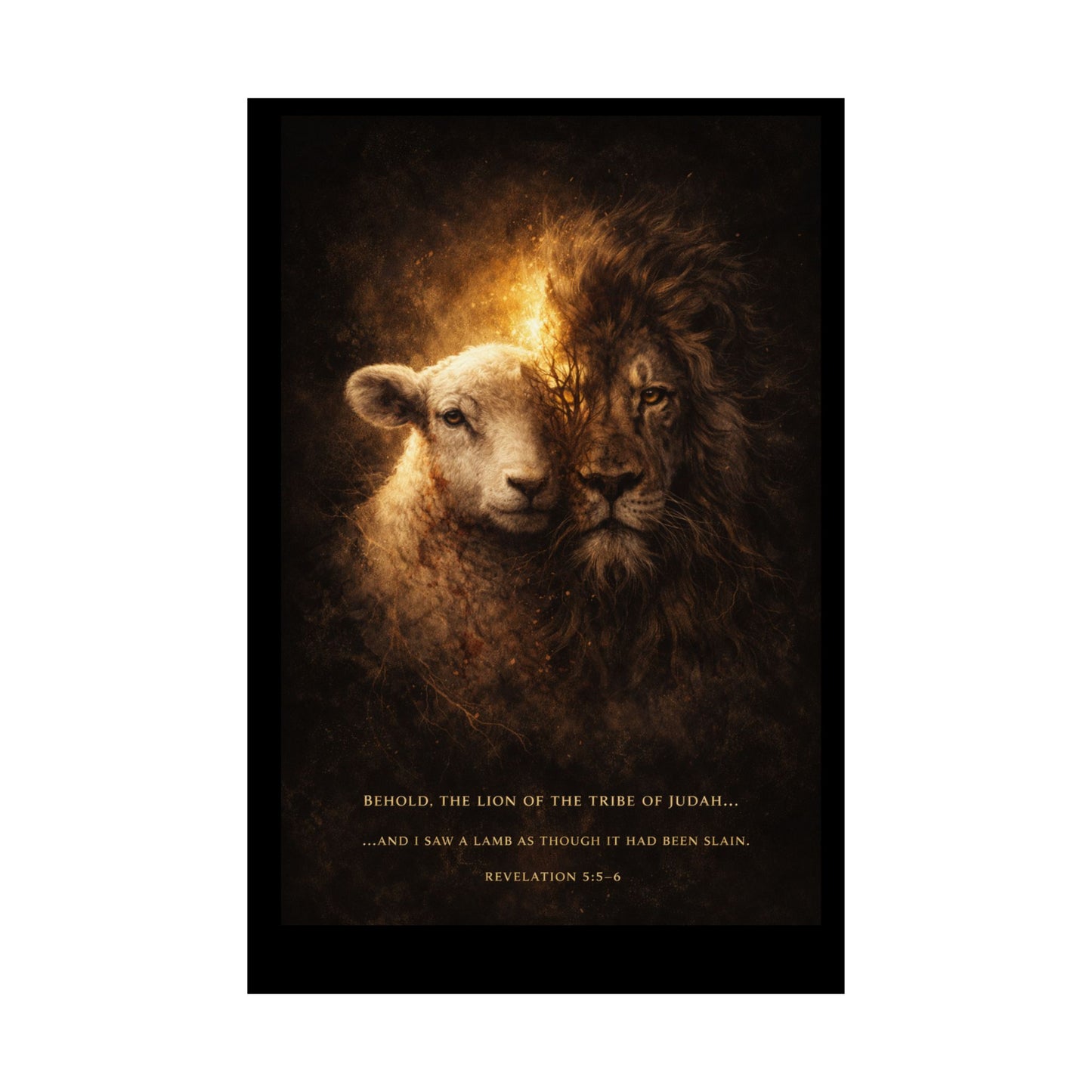The Lion and the Lamb – Revelation 5:5–6 Scripture Art Print