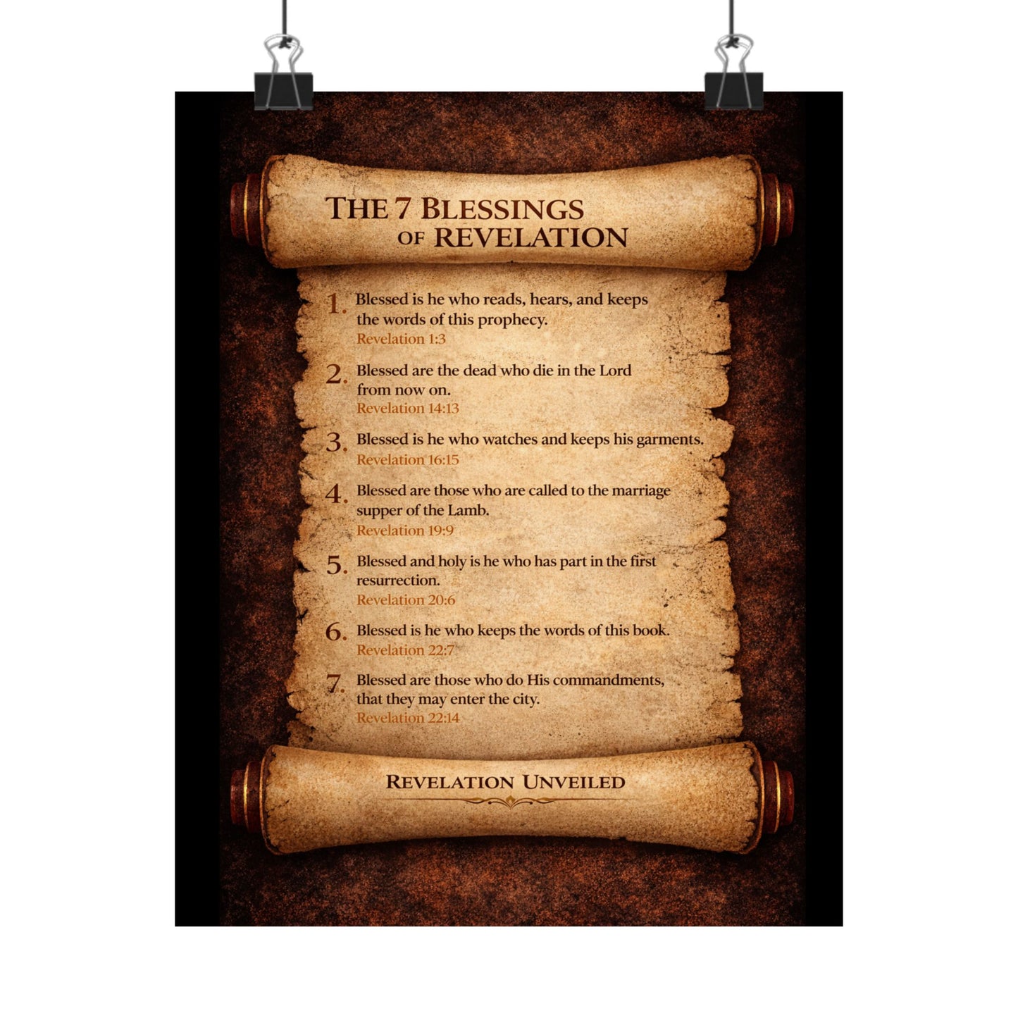 Seven Blessings of Revelation Scripture Art Print