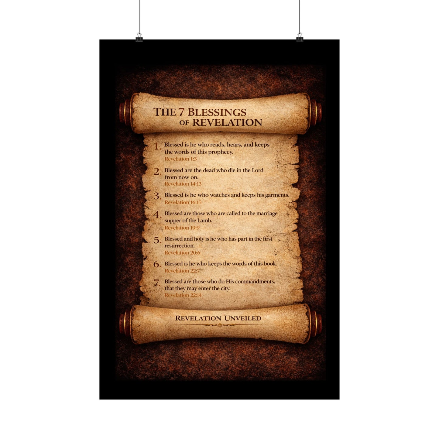 Seven Blessings of Revelation Scripture Art Print