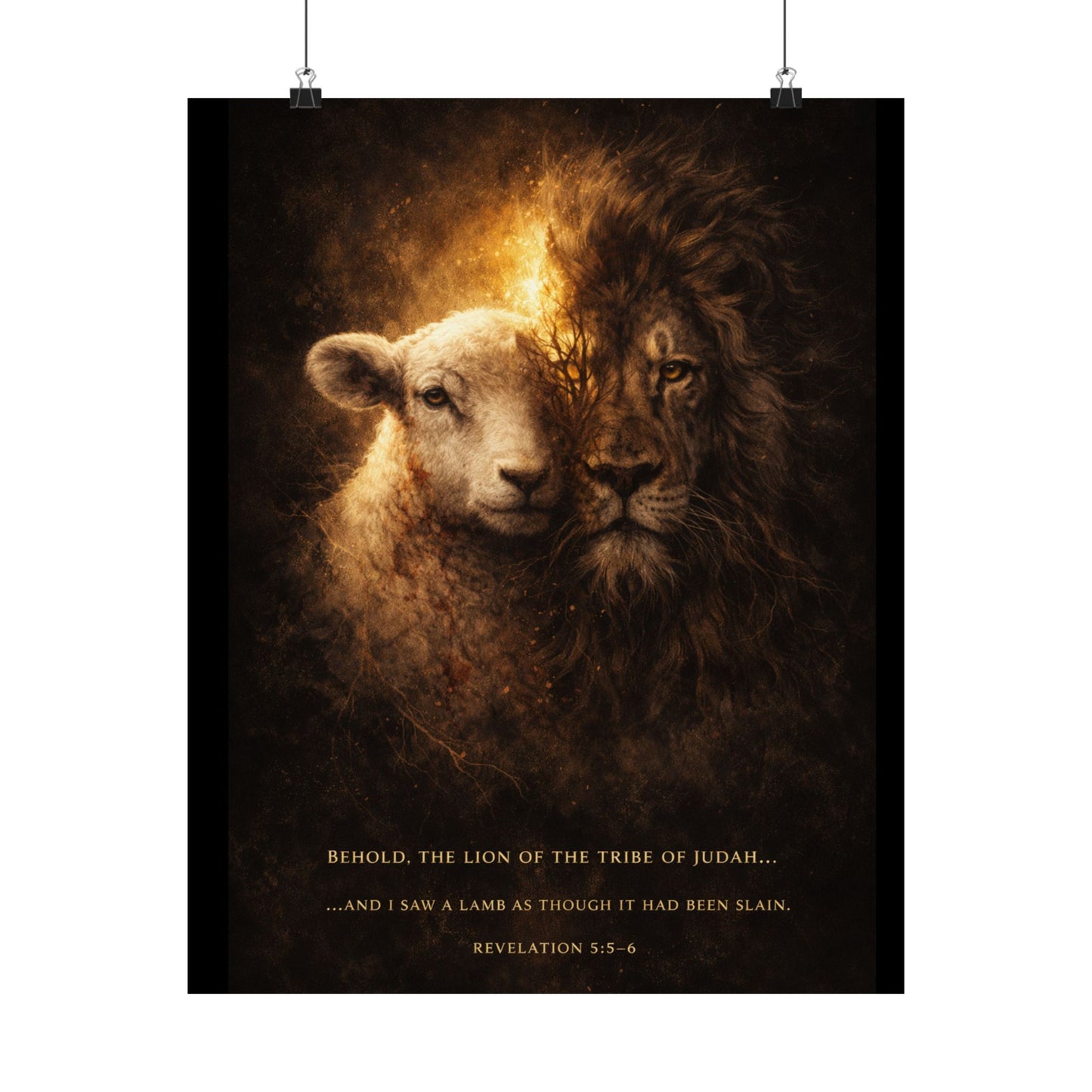 The Lion and the Lamb – Revelation 5:5–6 Scripture Art Print